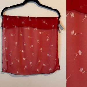 Echo Vibrant Red Sheer 100% Silk Scarf